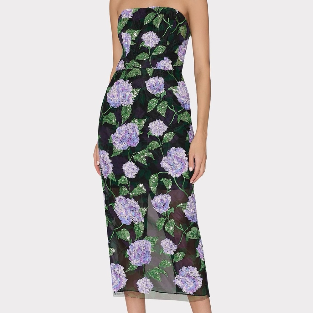 Milly Kait Sequined Floral Midi-Dress